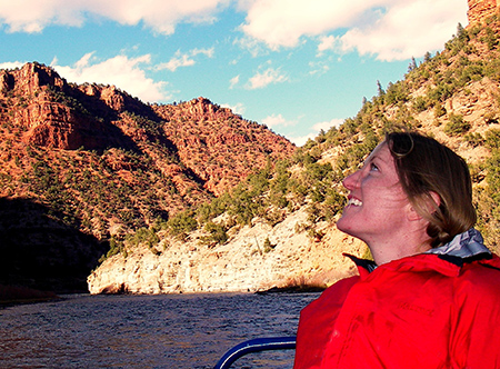 Terena Thomas Looking up at Mountains